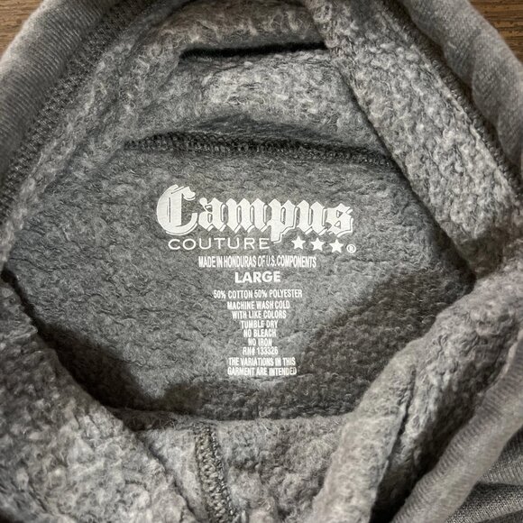 LSU Tigers Women’s Funnel Neck Hoodie Gray Campus Couture Large Thumbholes - Picture 3 of 10